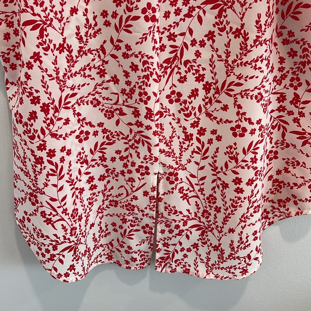 Sanctuary Red Sleeveless Button Down Blouse White Floral Tank Top Large - Picture 8 of 13